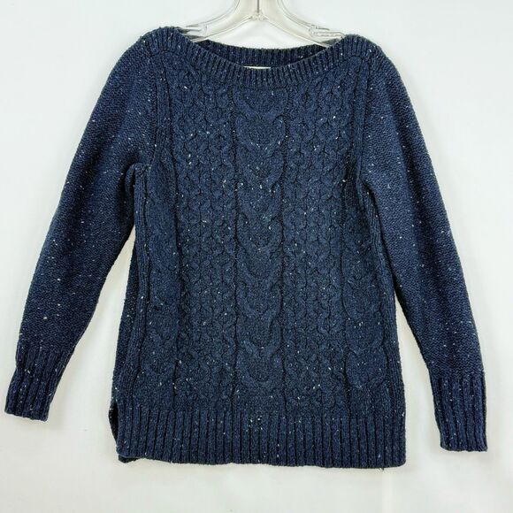 St John's Bay Women's Long Sleeve Cable Knit Sweater Size MP Blue Marble - Picture 1 of 16